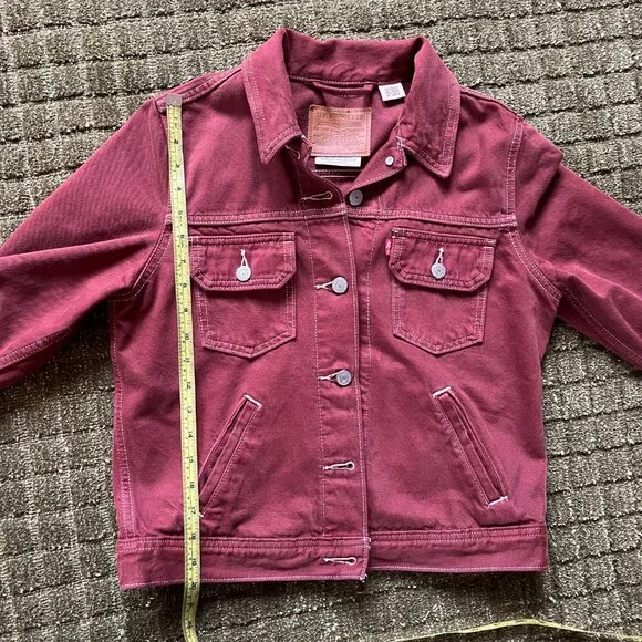 Levi's Utility Original Trucker Jacket Red Garment Dye - Medium - Picture 5 of 7